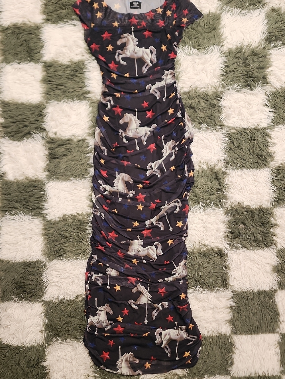 Dressed In Lala Show Pony Ruched Mesh Dress